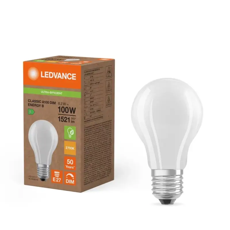 LED izzó E27 A60 8.2W = 100W 1521lm Meleg 2700K 300° Szabályozható Ledvance Gyors szállítás