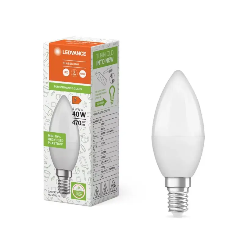 LED gyertyaizzó E14 B37 4.9W = 40W 470lm 4000K Semleges 220° Ledvance Kedvezményes ár