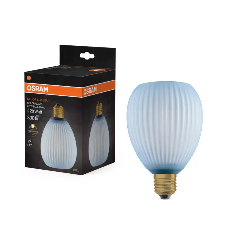 LED izzó E27 ovális 3.5W 300lm 2700K meleg, dekoratív kék Osram Utolsó esély
