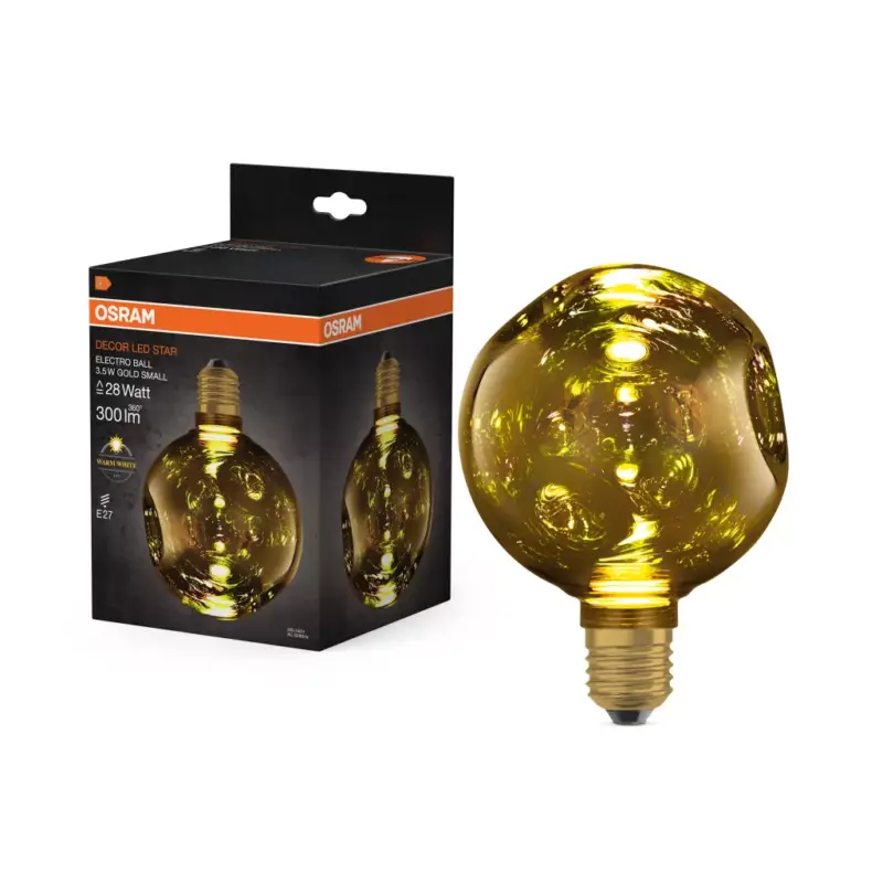 Szuper akció LED izzó E27 gömb alakú 3,5 W 300 lm 2700 K Meleg, dekoratív arany ELEKTRÓMÁS ÜVEG KIS Osram