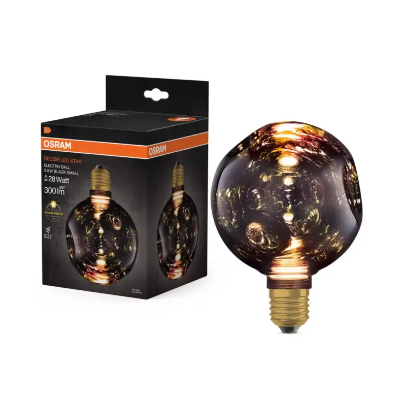 LED izzó E27 gömb alakú 3,5 W 300 lm 2700 K Meleg, dekoratív fekete, ELEKTROMOS ÜVEG, KÖZEPES Osram Legnépszerűbb