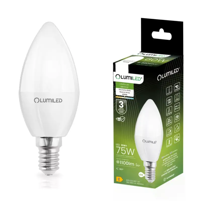 Vedd meg online E14 LED GYERTYAIZZÓ 10W = 75W 4000K Semleges fehér CCD LUMILED gyertya