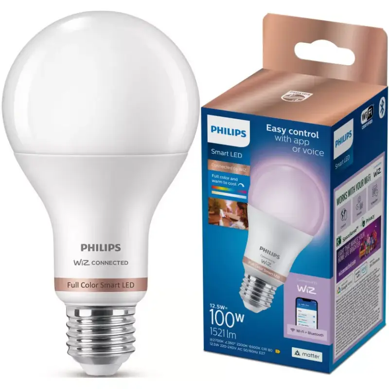 Expressz szállítás LED izzó E27 A60 12,5 W = 100 W 1521 lm 2200-6500 K RGB + TW Intelligens SMART WiFi Bluetooth WiZ alkalmazás Philips