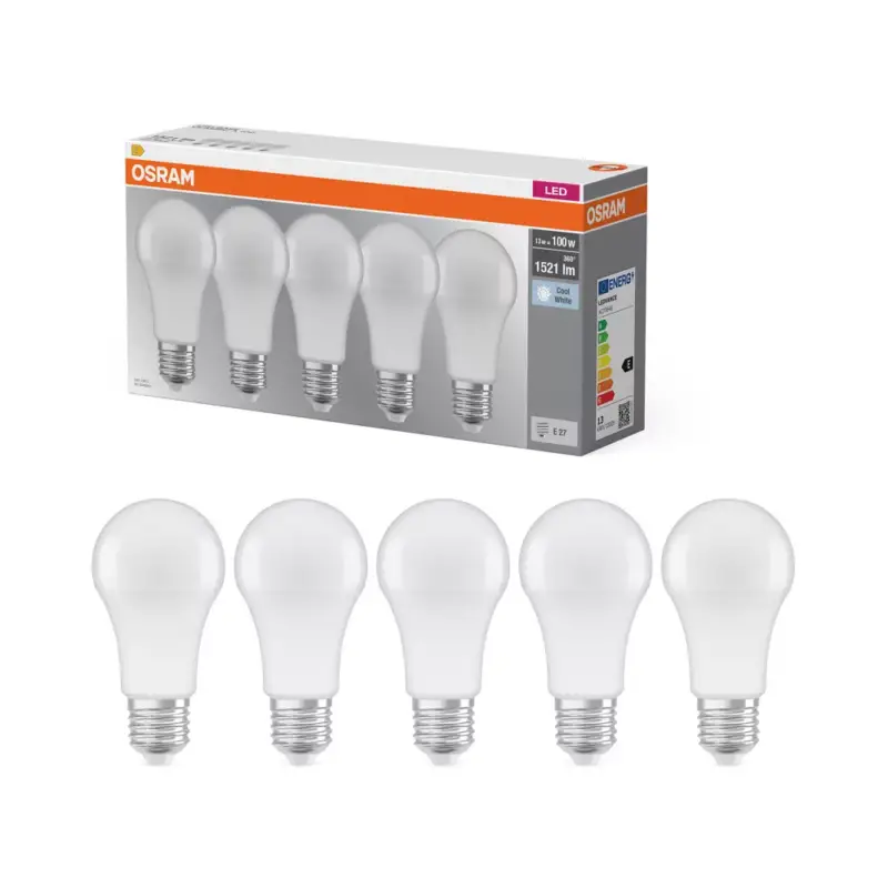 Ne maradj le 5x LED izzó A60 E27 13W = 100W 1521lm 4000K Semleges 180°-os foglalat Osram