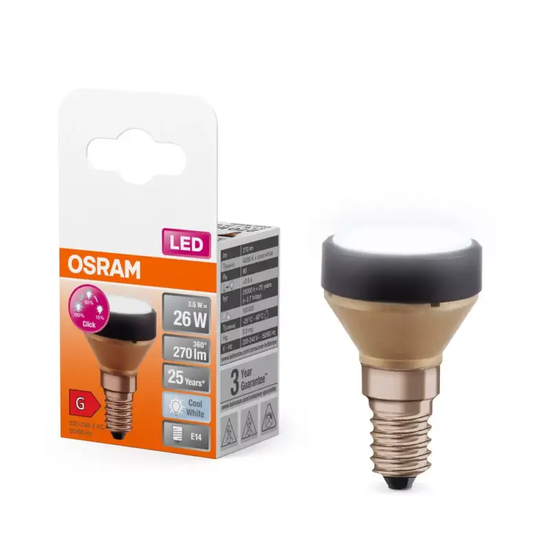 LED izzó reflektor E14 3,5 W = 26 W 270 lm 4000 K semleges 100° szabályozható lapos lámpa Osram Árengedmény
