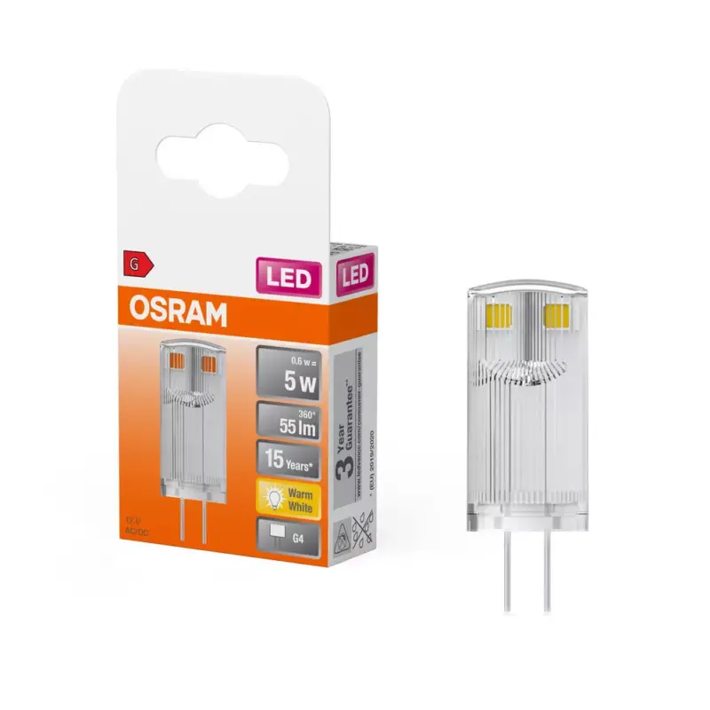LED kapszulaizzó G4 0.6W = 5W 55lm 2700K Meleg 12V 320° LED PIN Osram Outlet