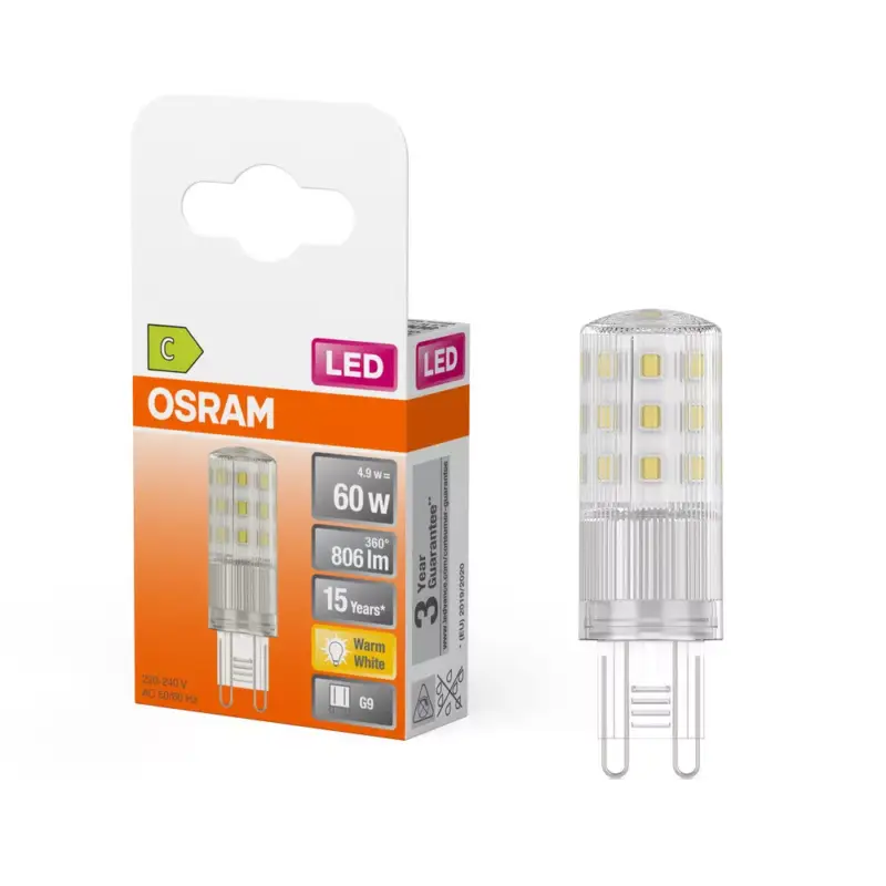 LED kapszulaizzó G9 4,9 W = 60 W 806 lm 2700 K Meleg 320° LED PIN Osram Csak ma