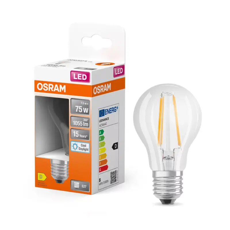 LED izzó A60 E27 6,5 W = 60 W 806 lm 6500 K Hideg 300° Retrofit Filament CLASSIC Osram Nézd meg most