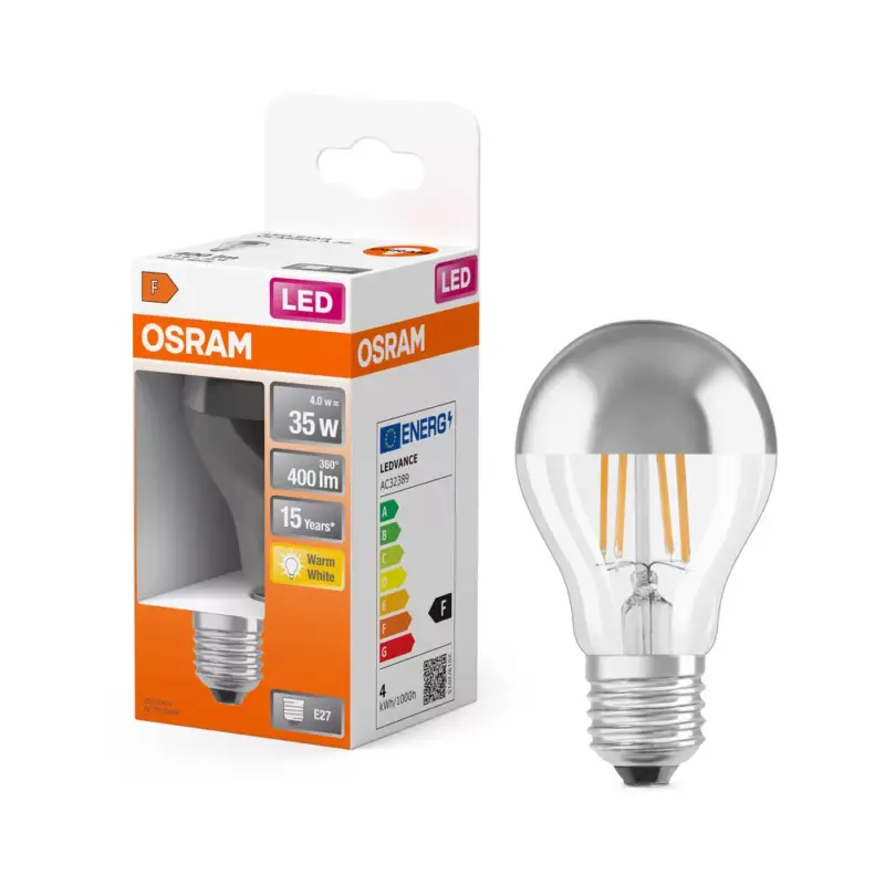 Népszerű LED izzó A60 E27 4W = 35W 2700K 400lm Meleg 300° Retrofit Filament CLASSIC Osram