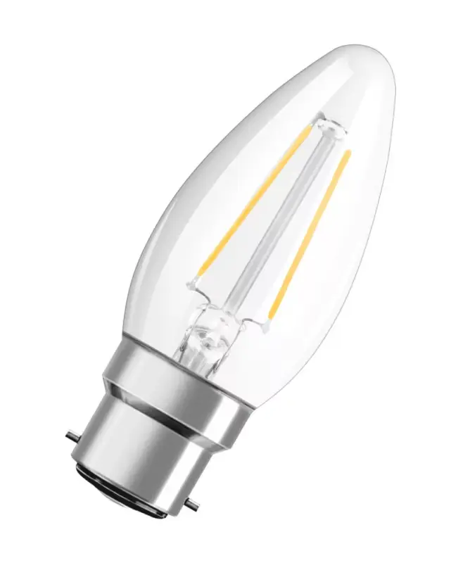 Vásárlói kedvenc LED izzó B35 gyertya B22d 2.5W = 25W 250lm Meleg 2700K 300° Retrofit Filament CLASSIC Osram