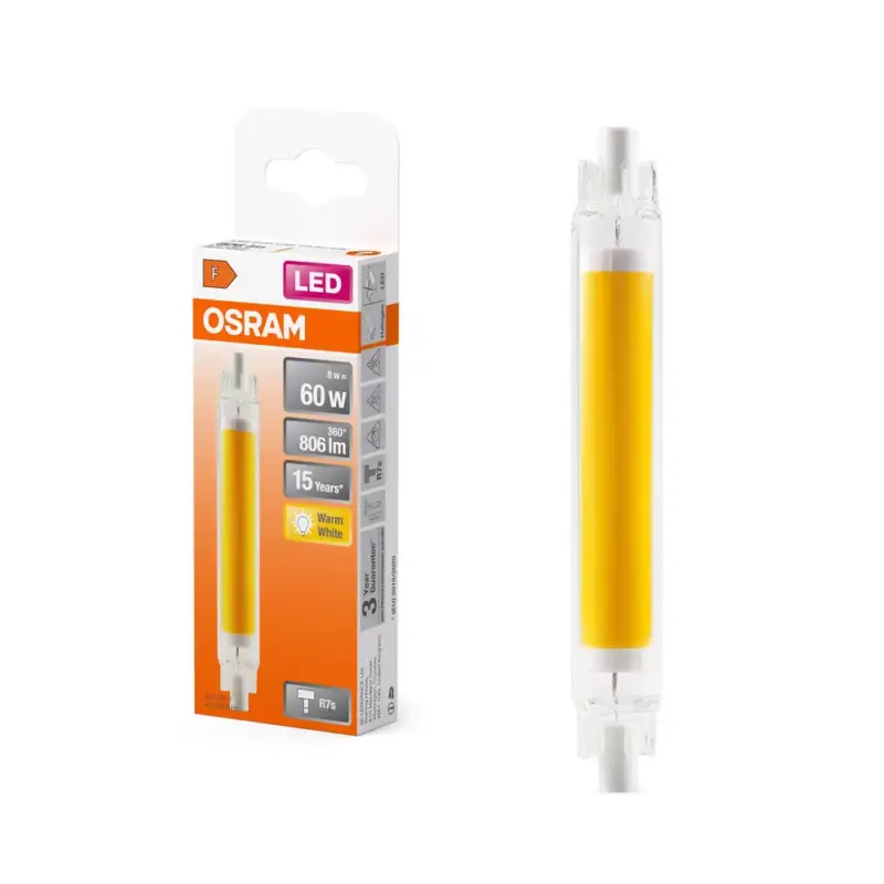 Kedvezményes ár LED kapszulaizzó R7s 8W = 60W 806lm 2700K Meleg 300° SLIM LINE Osram
