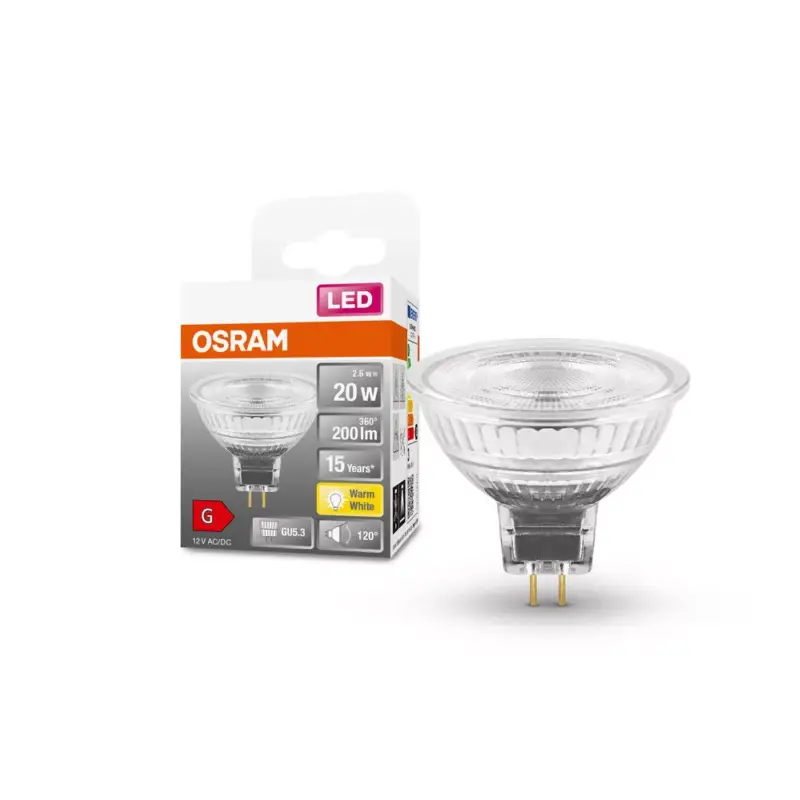 Csak ma LED izzó MR16 reflektor GU5.3 2.1W = 20W 210lm 2700K Meleg 12V 120° STAR Osram