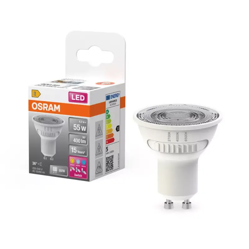Akció LED izzó PAR16 reflektor GU10 4.2W = 55W 400lm 2700 - 4000 - 6500K CCT 36° SUPERSTAR Osram