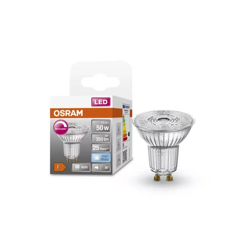 LED izzó PAR16 reflektor GU10 4.5W = 50W 350lm 4000K Semleges CRI90 36° Szabályozható SUPERSTAR Osram Akció