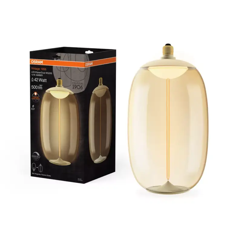 LED dekoratív izzó E27 12W = 42W 500lm 1800K Meleg 320° Borostyánszínű, szabályozható izzószálas Vintage 1906 Osram Vedd meg online