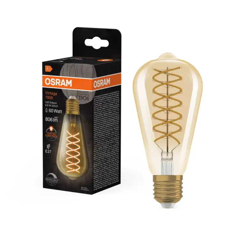 Prémium LED dekoratív izzó ST64 Edison E27 8.8W = 60W 806lm 2400K Meleg 300° Szabályozható Vintage 1906 Osram