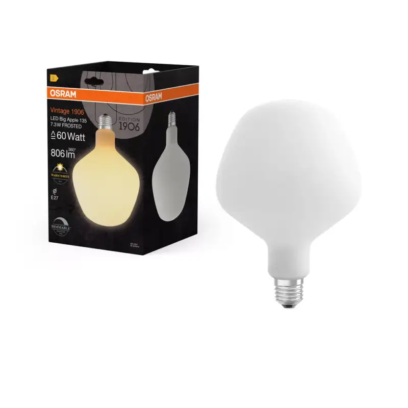 Gyors szállítás LED dekoratív izzó G135 gömb alakú E27 7.3W = 60W 806lm 2700K Meleg 320° Szabályozható Vintage 1906 Osram