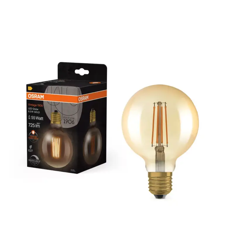 LED dekoratív izzó G95 gömb alakú E27 6,5 W = 55 W 725 lm 2400 K Meleg 300° Szabályozható Vintage 1906 Osram Különleges ajánlat