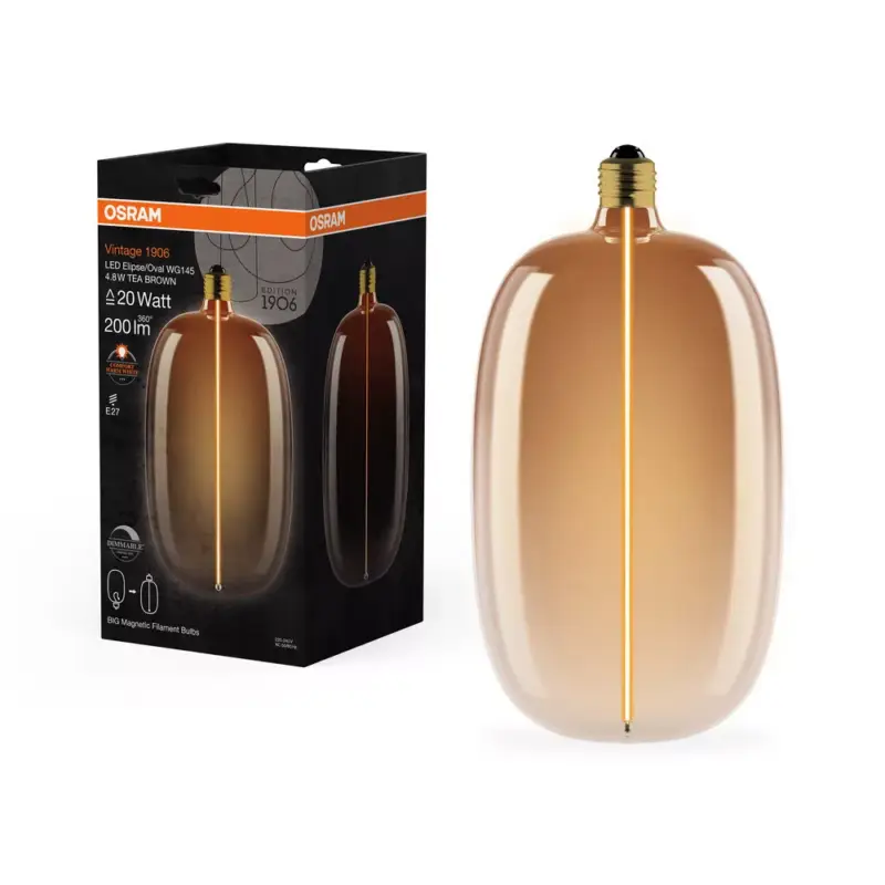 LED dekoratív izzó E27 4,8 W = 20 W 200 lm 1800 K Meleg 320° Borostyánszínű, szabályozható izzószálas Vintage 1906 Osram Korlátozott ajánlat