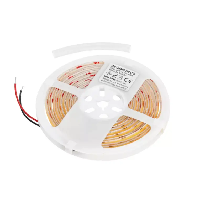 LED szalag kültéri 5W 430lm 3000K Meleg 1600LED 12V 5m IP65 CRI90 Tramo Prémium Kobi Azonnal elérhető