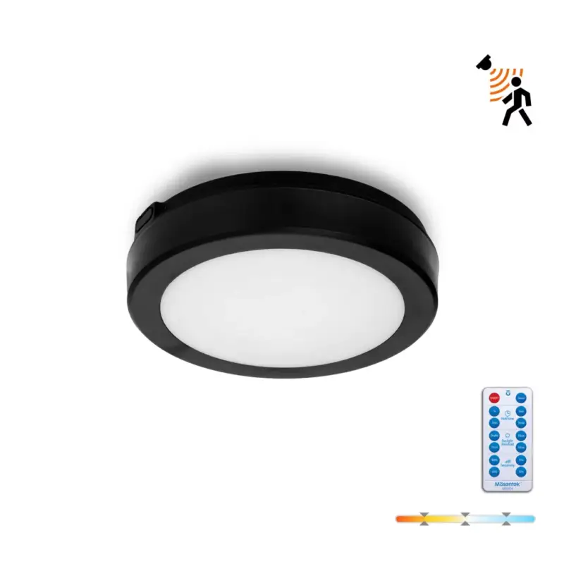 LED kültéri mennyezeti lámpa, 12W, 1140lm, 4000K, 120°, mozgás- és alkonyérzékelővel, fekete, IP65, Nairos Kobi Azonnal elérhető
