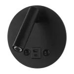 Optonica fali LED olvasólámpa kerek fekete 8W 700lm 3000K USB-A USB-C 7585 Kedvezményes ár