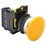 Tracon gombafejű nyomógomb sárga 1×NO, 5A/230V AC-15, 40mm, IP65 Szuper akció