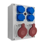 Biztonságos fizetés Pawbol szerelt ipari csatlakozó doboz 2x5P 32A + 4x2P+F IP44 R-BOX 240 B.1627-S