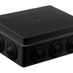 Pawbol falon kívüli kötődoboz gumi bevezetővel 190x140x70 mm műanyag fekete UV-álló IP65 S-BOX 406C Biztonságos vásárlás