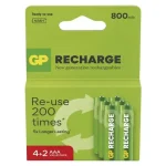 Népszerű GP Recharge tölthető elem 800 AAA Akkumulátor (HR03) 6db B27186
