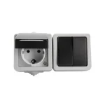 Gyors szállítás Kanlux Tekno 105 csillárkapcsoló + 2P+F dugalj gyermekvédelemmel vízszintes IP54 27133