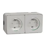 Schneider Electric MUREVA Styl 2x2p+f csatlakozóaljzat biztonsági zsaluval csapófedéllel rugós komplett polárfehér MUR39035 Bestseller