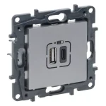 Nézd meg most Legrand Niloé Step 2xUSB-A+C töltőaljzat 5V 3A 15W alumínium 863340