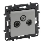 Legrand Niloé Step TV-R-SAT átmenő csatlakozóaljzat 14 dB alumínium 863378 Azonnali szállítás