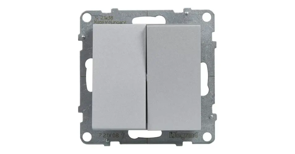 Végkiárusítás Legrand Suno 106+6 kettős váltókapcsoló keret nélkül 10AX, aluminium 721308