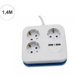 Hosszabbító kocka 1.4m, 3 aljzat, 2xUSB, 16A, IP20 Azonnal elérhető