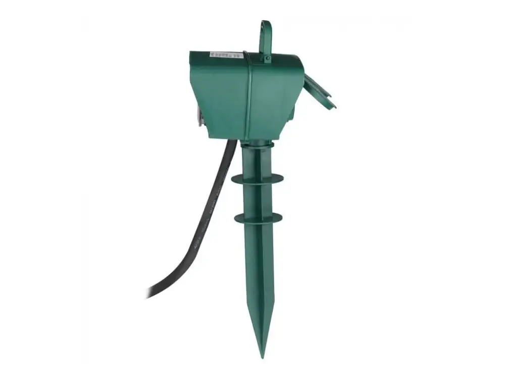 Outlet Kerti oszlop, 2 aljzat mechanikus időzítővel (3G 1.5mmx3m), IP44, max. 3500W, zöld