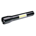 Olcsóbb Solight LED zseblámpa fém, 3W + COB, 150 + 120lm, 2x AA, fekete [WL116]