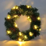 Karácsonyi koszorú, Ø30cm, 15LED, 3xAA, IP44, időzítő, időzítő [1V239] Expressz szállítás