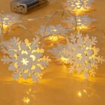 LED hópehely lánc, fém, 1.35m, 10LED, 2xAA, meleg fehér, funkció nélkül, átlátszó kábel, átlátszó kábel [XA10WW2A] Különleges ajánlat