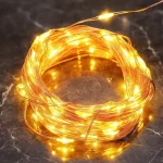 Olcsóbb LED dekorációs lánc 2m, 20LED, 2xCR2032, meleg fehér, nincs funkció, réz [X0120123]