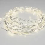 Árengedmény LED dekorációs lánc 10m, 100LED, meleg fehér, 8 funkció, adapterrel, ezüst-réz [X01100112]