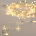 Különleges ajánlat LED dekorációs láncfüzér 2.5m, 50LED, 3xAA, meleg fehér, funkció nélkül, ezüst színű [X01501117]