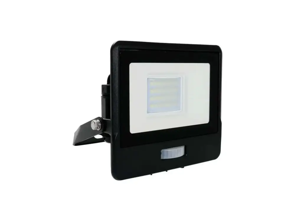 LED reflektor PIR érzékelővel 20W, 1510lm, Samsung chip, 1m kábel, 100°, IP65, fekete Outlet