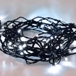 LED kültéri karácsonyi lánc, 50 LED, 5m, 3m táp, 8 funkciós, időzítő, IP44, hideg fehér Különleges ajánlat