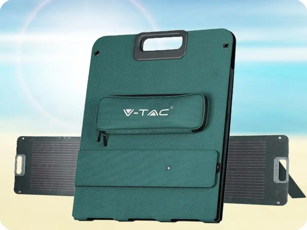 Ne maradj le V-TAC Összecsukható napelem 120W hordozható töltőállomásokhoz 6.36A 17.6V
