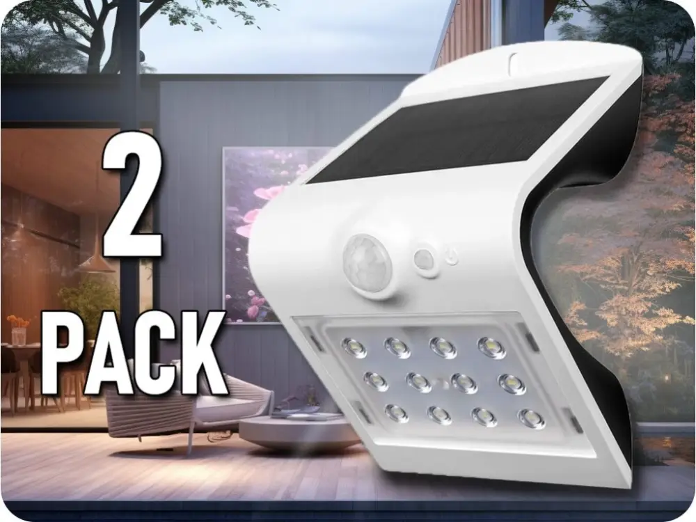 LED napelemes utcai lámpa mozgásérzékelővel 1.5W (220lm), Ip65, fehér/2-PACK! Legjobb ár
