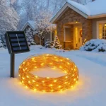 Expressz szállítás Solar LED rézlánc 20m+2m, 200xLED, 600mAh, 8 funkciós, IP44, meleg fehér [RTV100387]