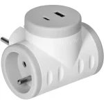 Biztonságos fizetés ORNO hub 2x(2P+E) + 2xUSB, Quickcharge, fehér-szürke [OR-AE-13281/G]