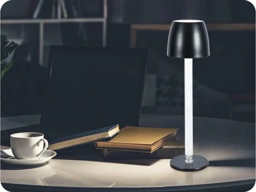 LED újratölthető asztali lámpa 3W, 310lm, 3000K, IP20, 1800mAh, fekete Végkiárusítás
